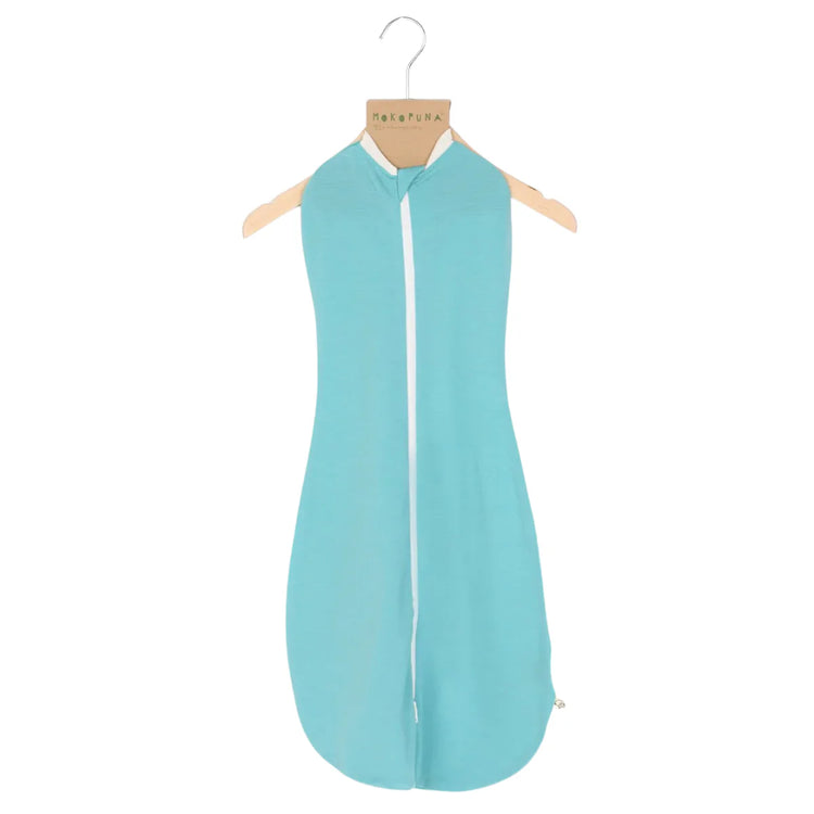 Mokopuna Merino Swaddle Cocoono 0-3M Tealeaf from Mokopuna NZ stock babycity