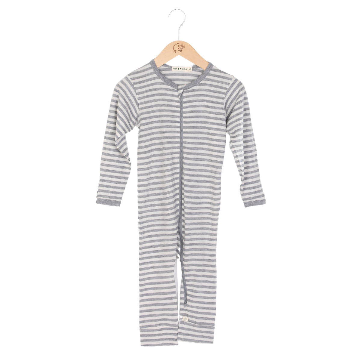 Mokopuna Merino Zip Longsuit Cloudy Bay Stripe from Mokopuna NZ stock babycity