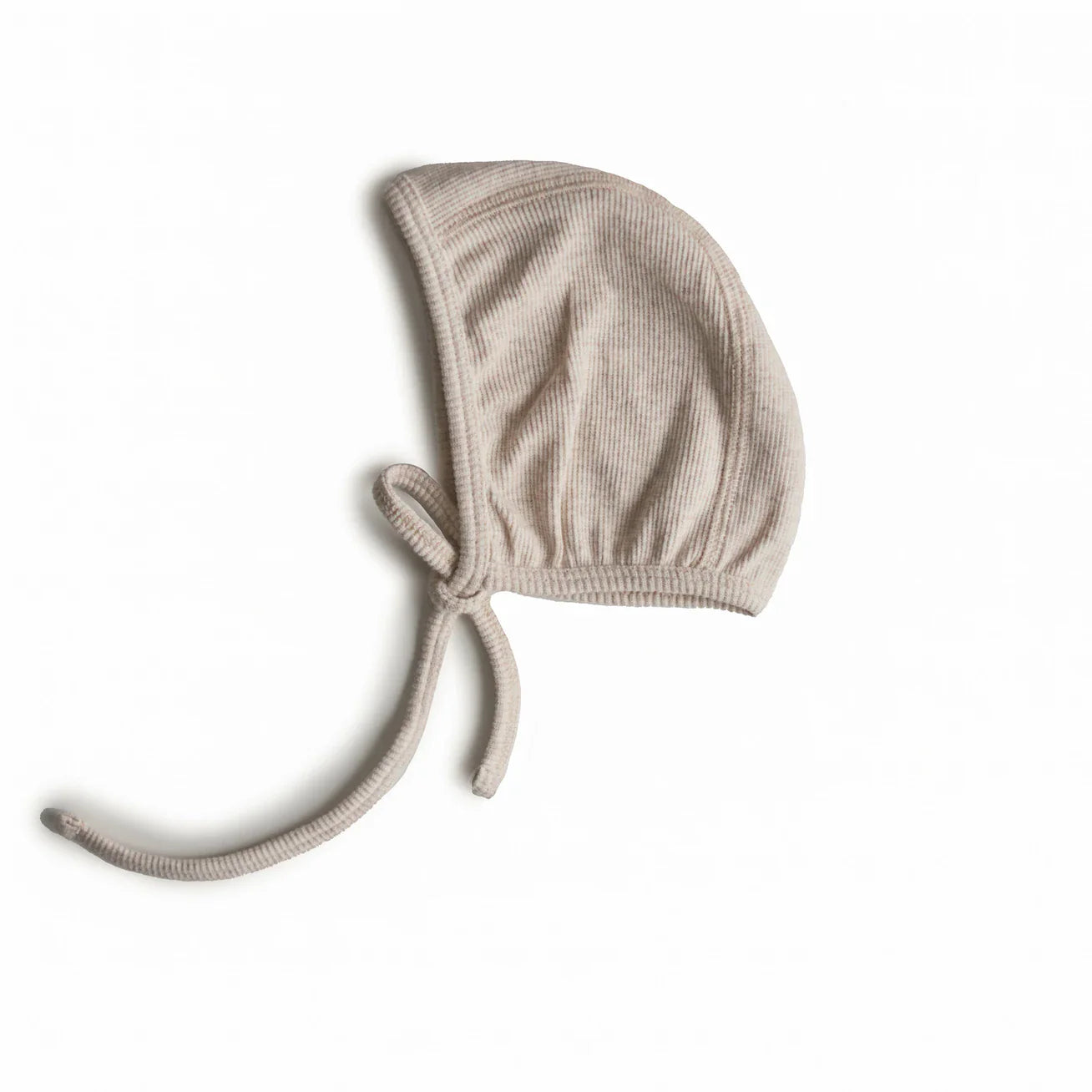 Mushie Ribbed Baby Bonnet Beige Melange from Mushie NZ stock babycity