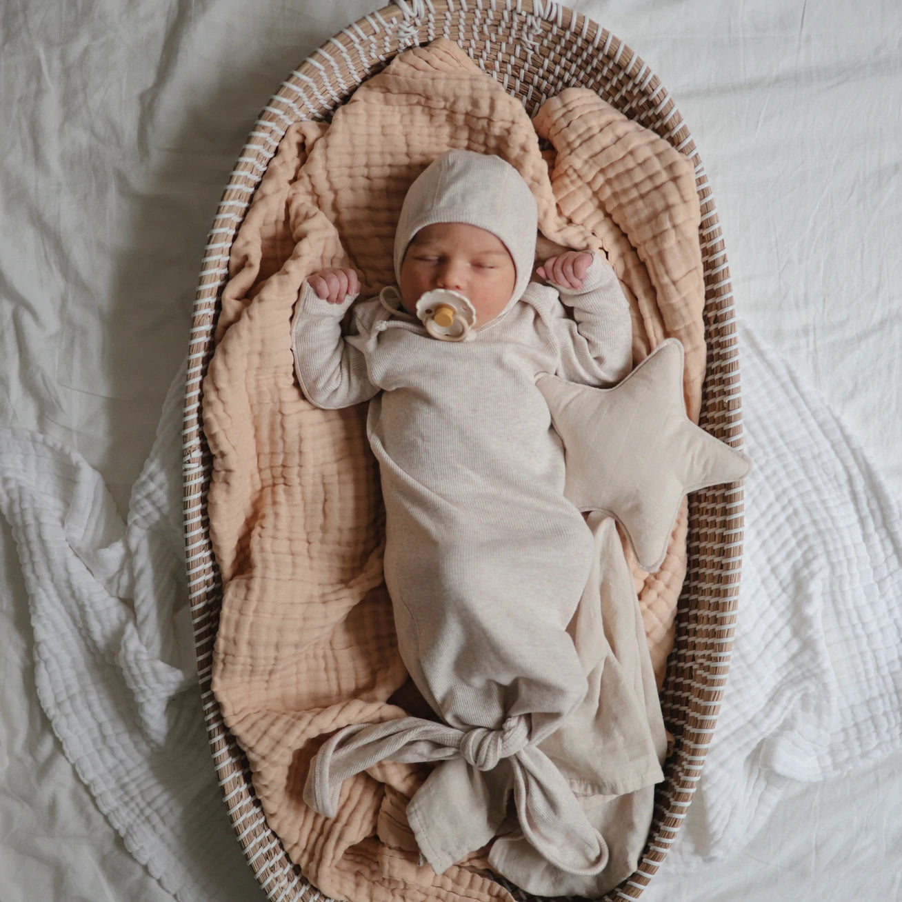 Caramel Sleeper Newborn Gown With Mittens | Zipease