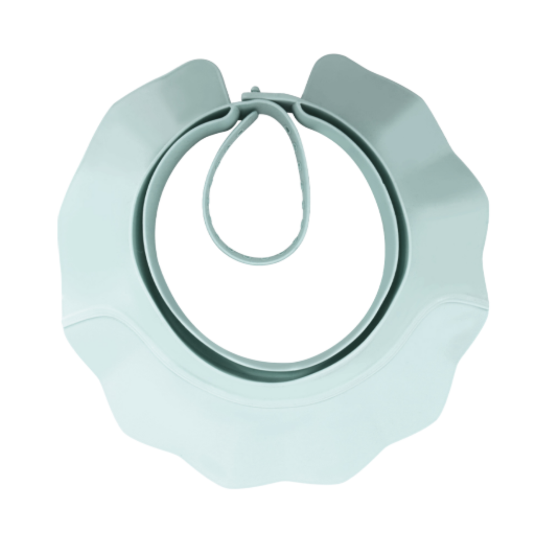 ORIGIN baby bath hat blue shampoo shield visor for bath time, soft adjustable splash guard