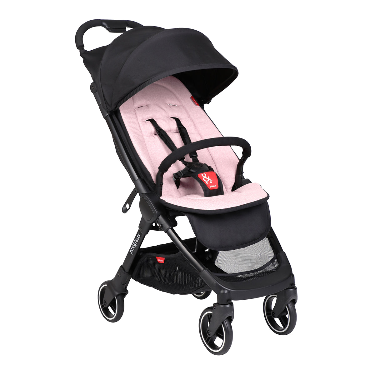 go™ 2020+ compact umbrella stroller with blush coloured liner from three quarter_blush