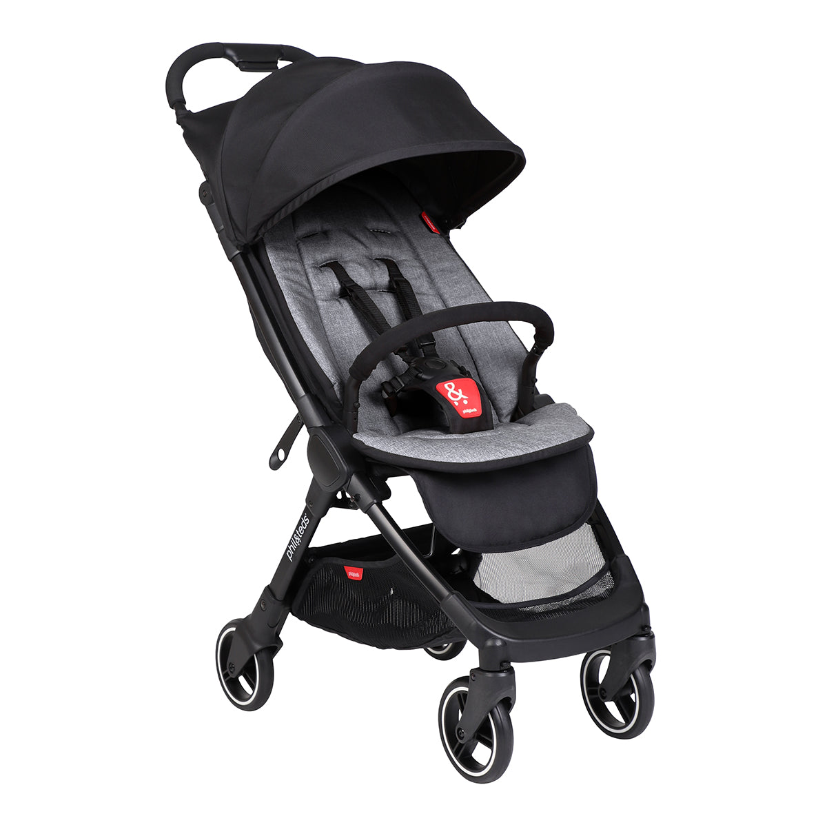 go™ 2020+ compact umbrella stroller with charcoal coloured liner from three quarter_charcoal