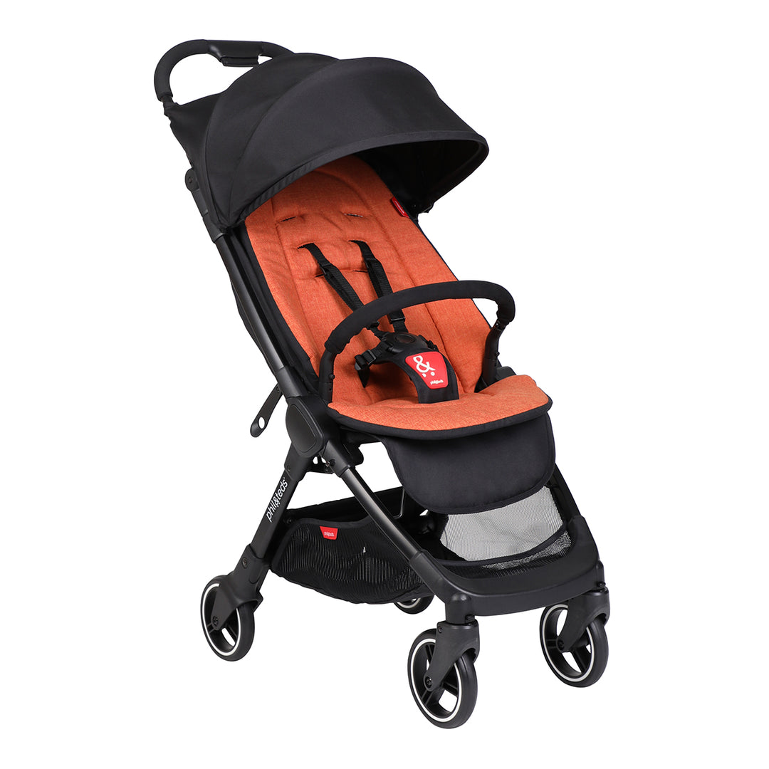 go™ 2020+ compact umbrella stroller with rust coloured liner from three quarter_rust