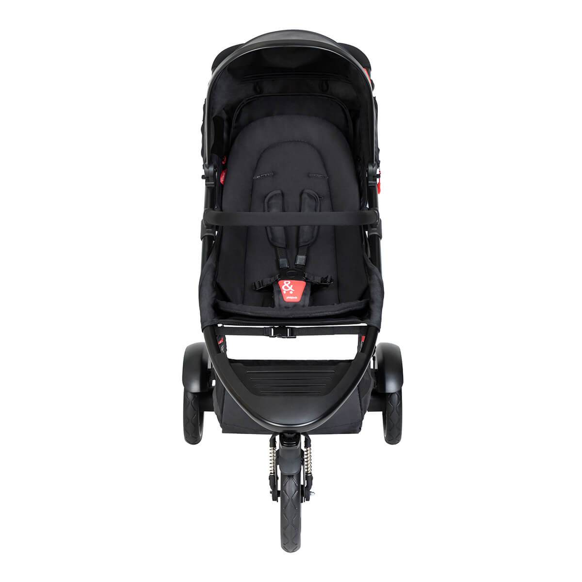 front view of the phil&teds dot buggy with a black seat liner installed