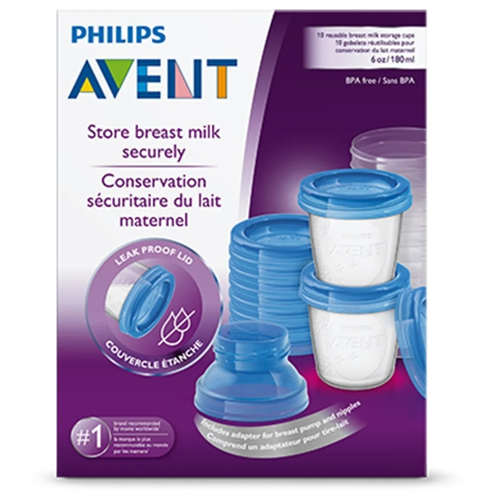Avent Milk Storage Cups 180ml -10 Pack