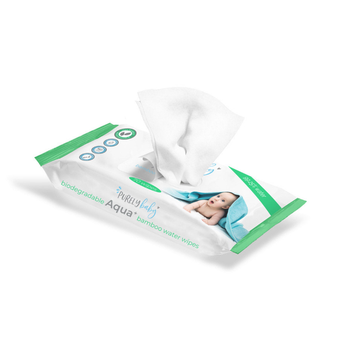 Purely Baby Biodegradable Aqua+ 70 Wipes from Purely Baby NZ stock babycity