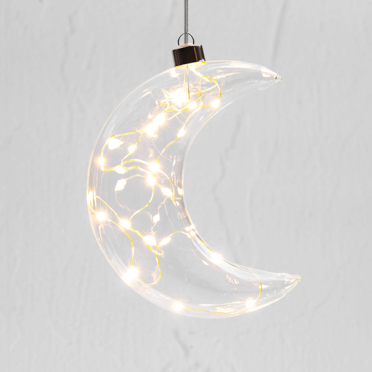 Stellar Haus Clear Crescent Moon Hanging Glass Light from Stellar Haus NZ stock babycity