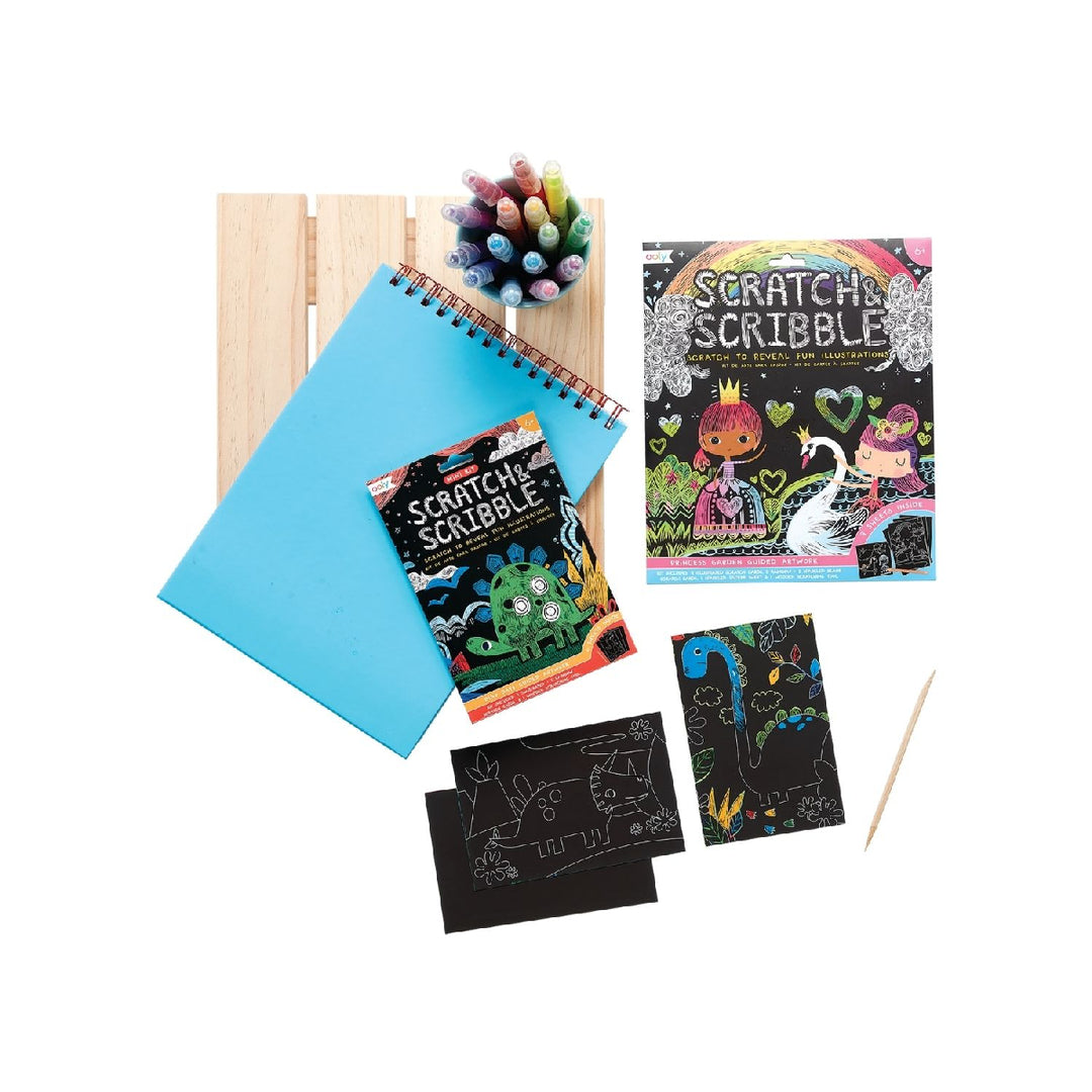 Ooly Mini Scratch & Scribble Art Kit - Dino Days from Ooly NZ stock babycity