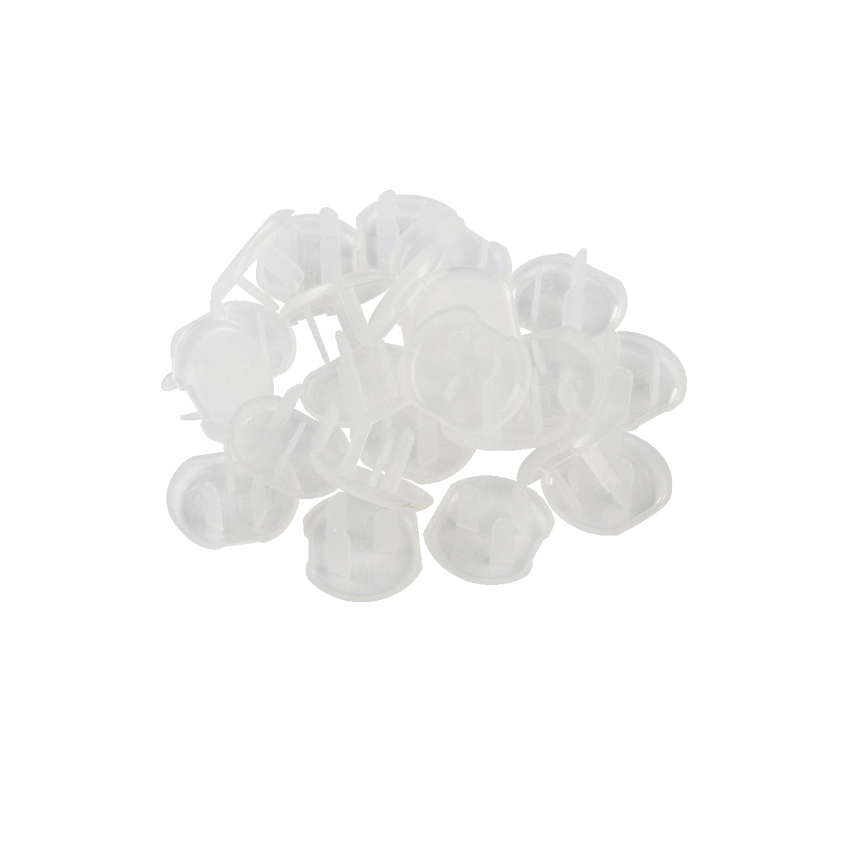 White plastic beads on a white background
