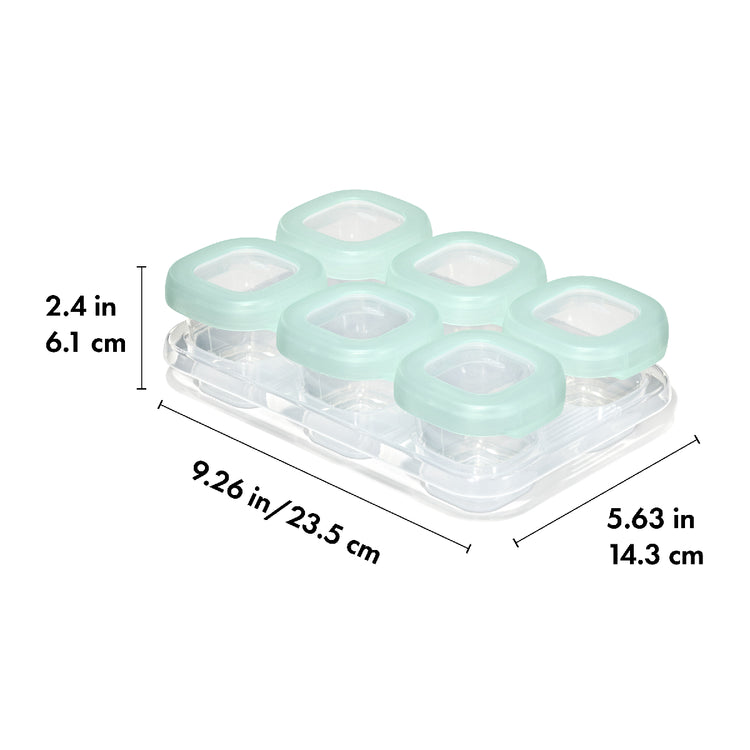 Silicone ice cube tray with measurements on a white background