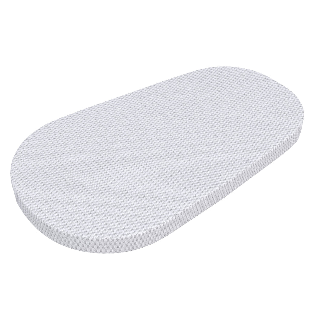 White textured oval object on a white background
