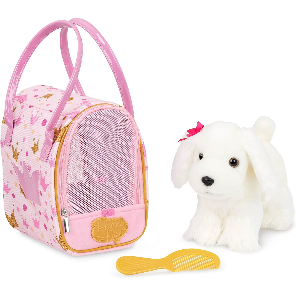 Pucci Pup Plush Pup & Pink Crown Glam Bag from Pucci Pup NZ stock babycity