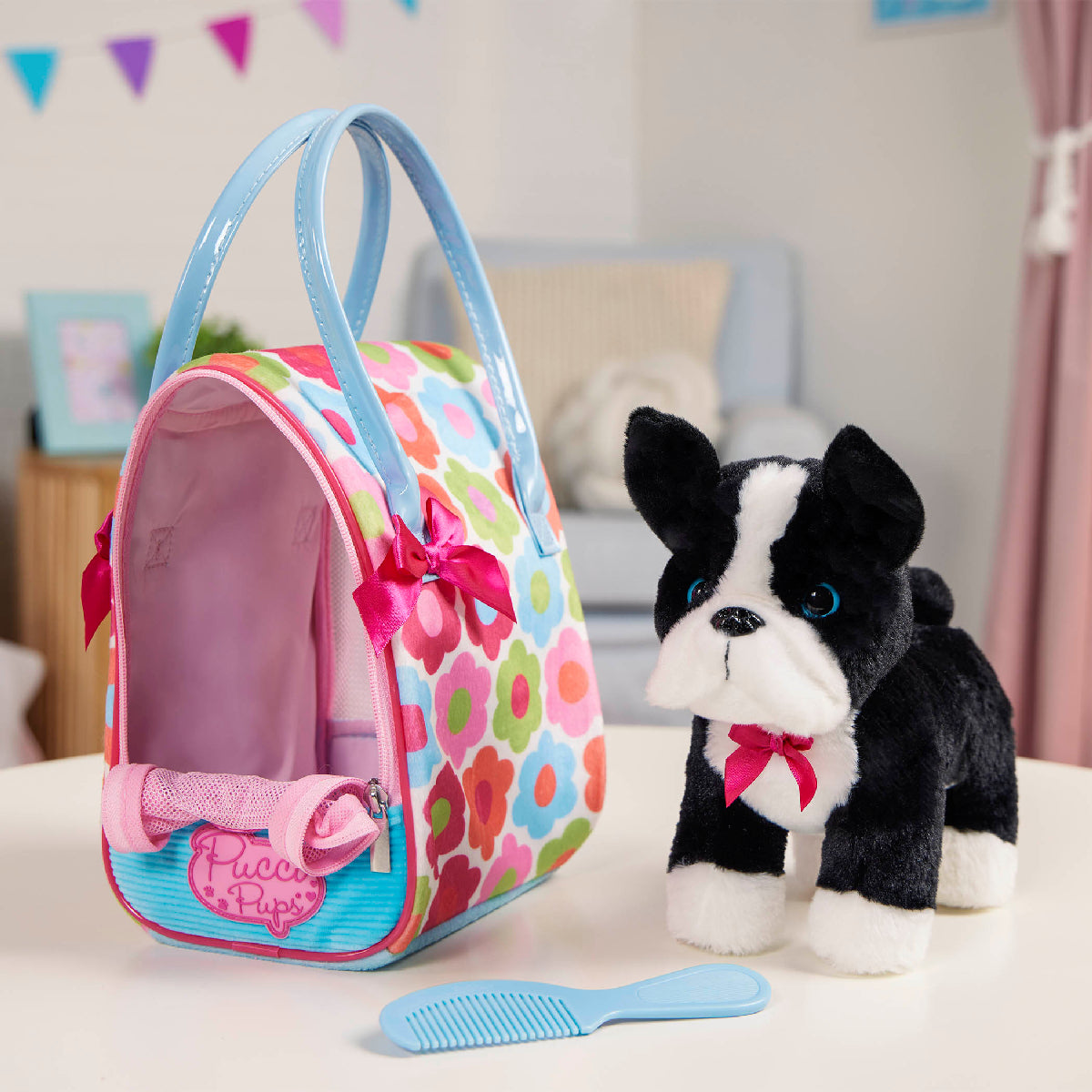 Pucci Pup Plush Pup & Flower Print Glam Bag from Pucci Pup NZ stock babycity