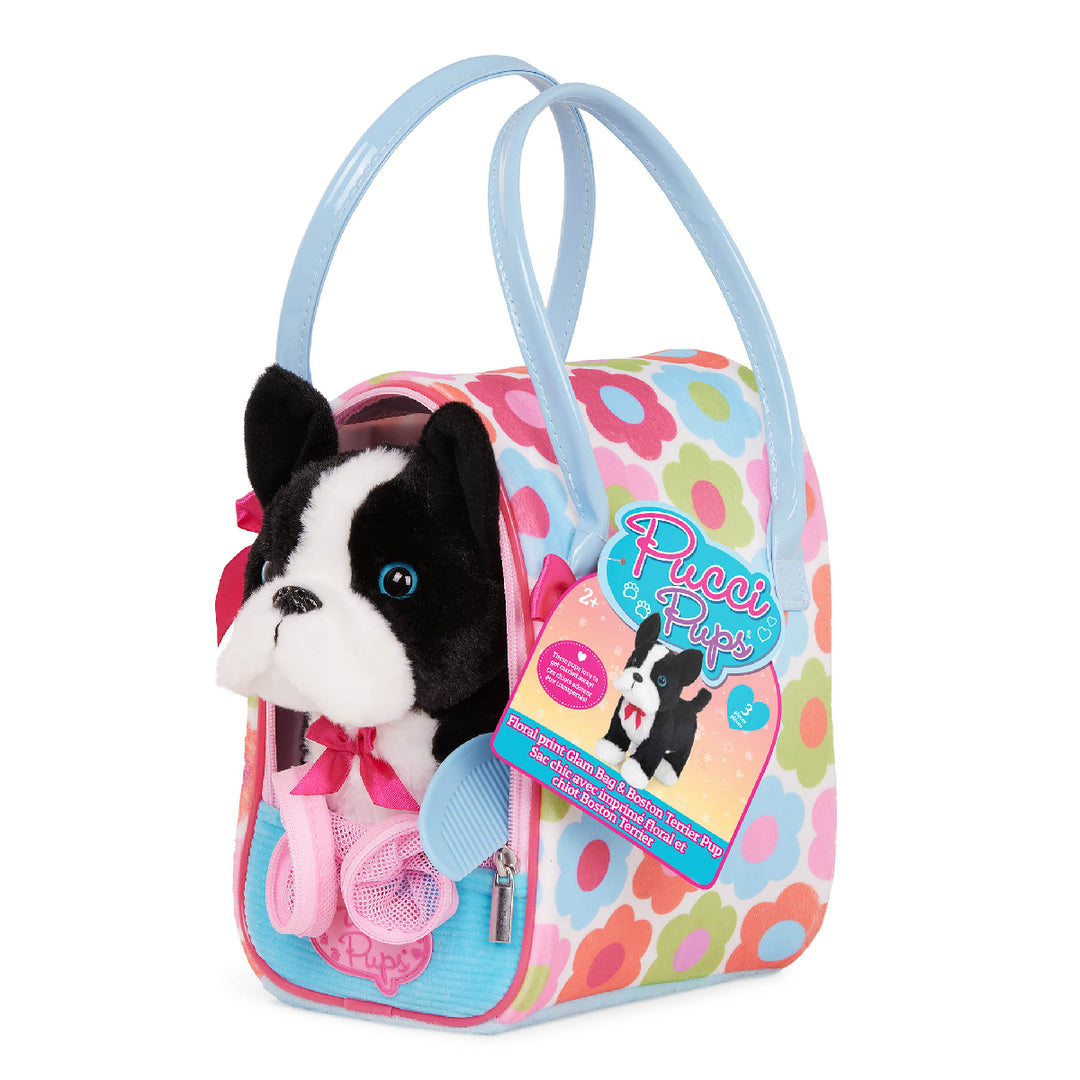 Pucci Pup Plush Pup & Flower Print Glam Bag from Pucci Pup NZ stock babycity