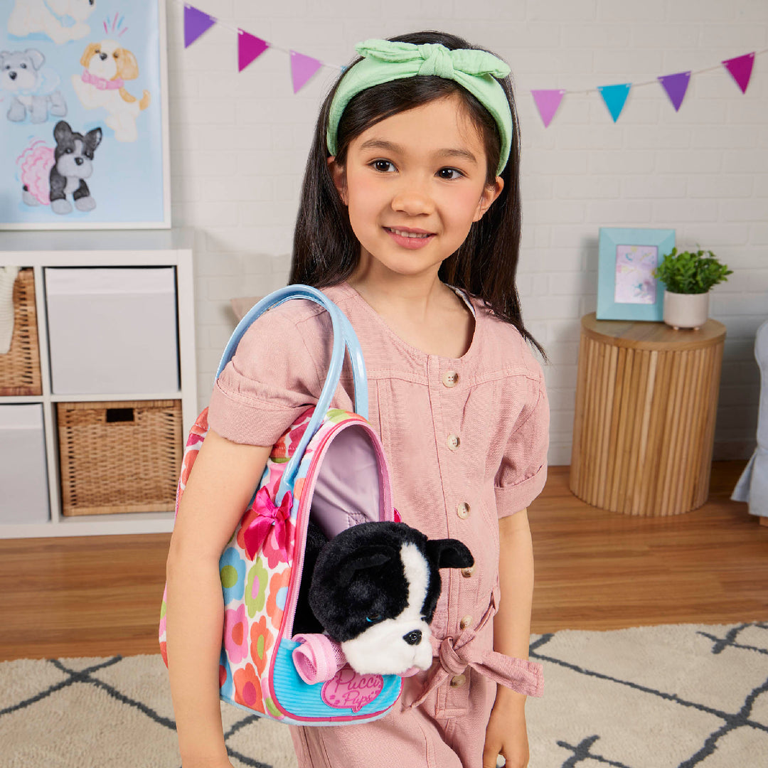 Pucci Pup Plush Pup & Flower Print Glam Bag from Pucci Pup NZ stock babycity