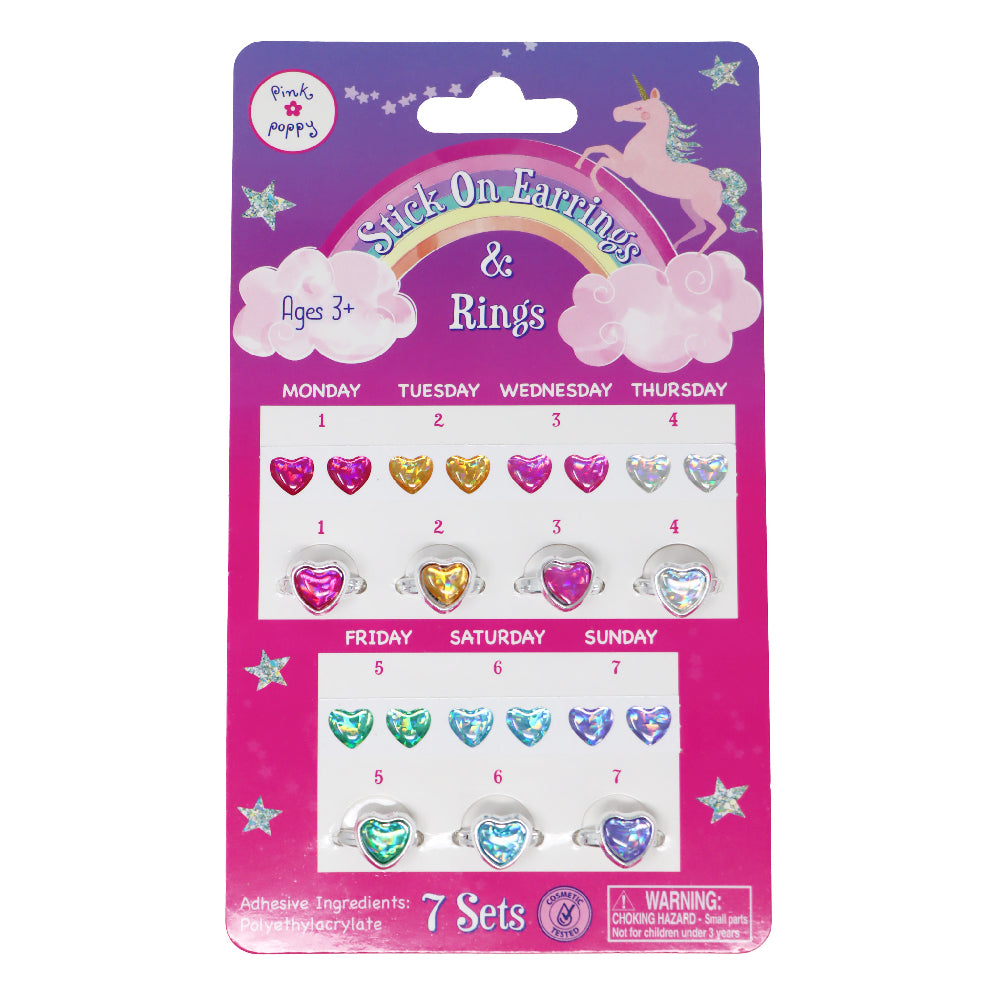 Pink Poppy 7 Day Stick On Earrings & Ring Set from Pink Poppy NZ stock babycity