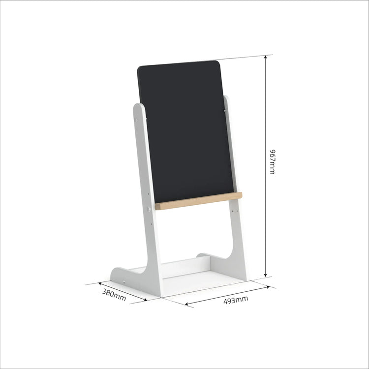 Blackboard with stand and dimensions on a white background