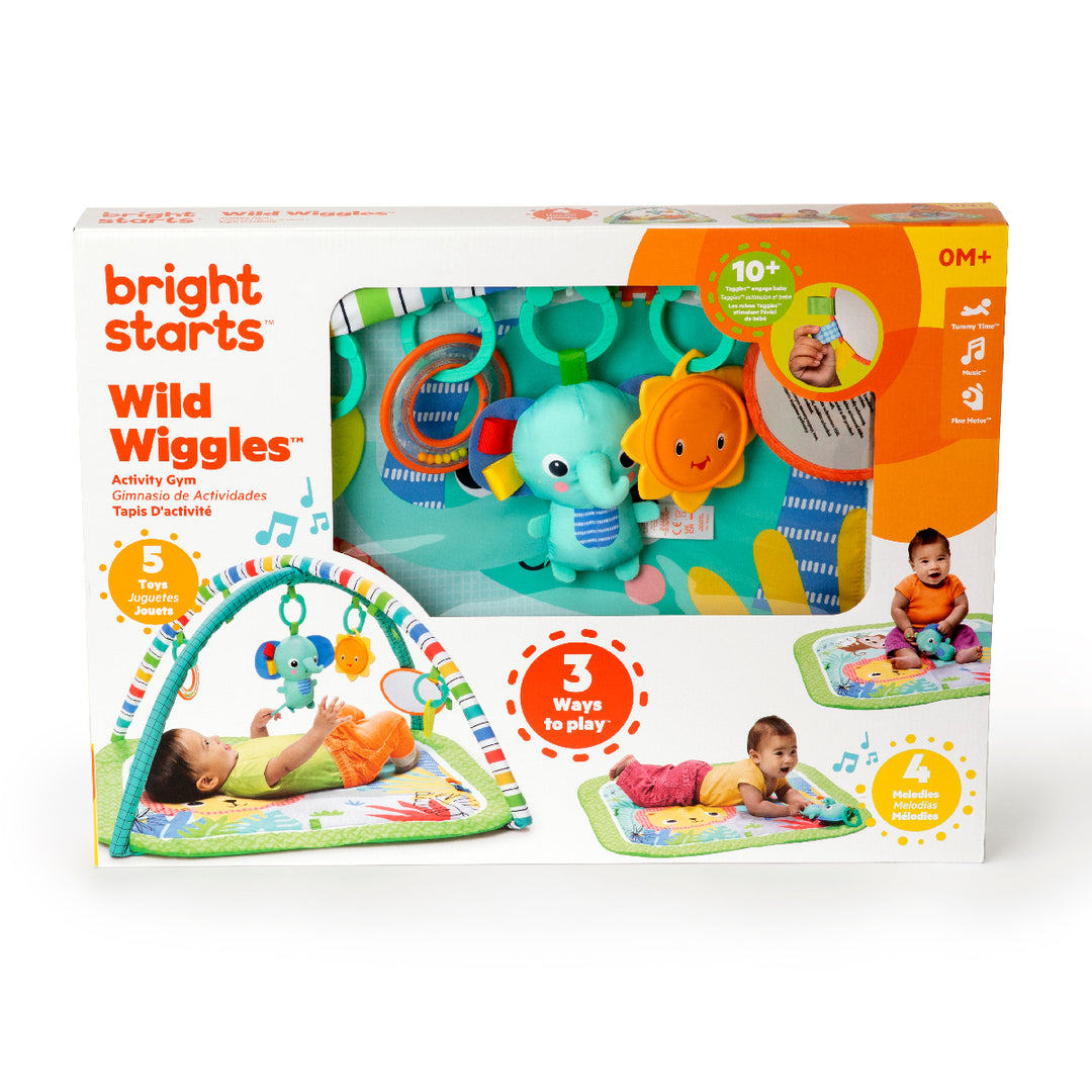 Bright Starts Wild Wiggles activity gym packaging on a white background