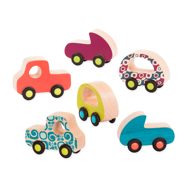 B.Toys B. Free Wheee-lees Mini Wooden Cars 6 pk from B. Toys NZ stock babycity