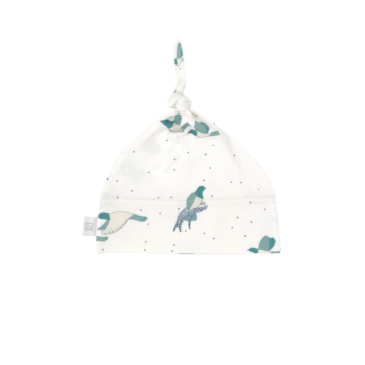 Baby hat with bird design on a white background