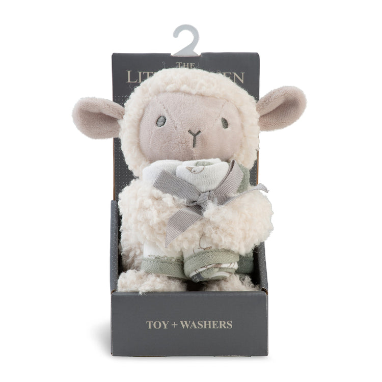 Little Linen Plush Toy & Washer Farmyard Lamb from Little Linen NZ stock babycity