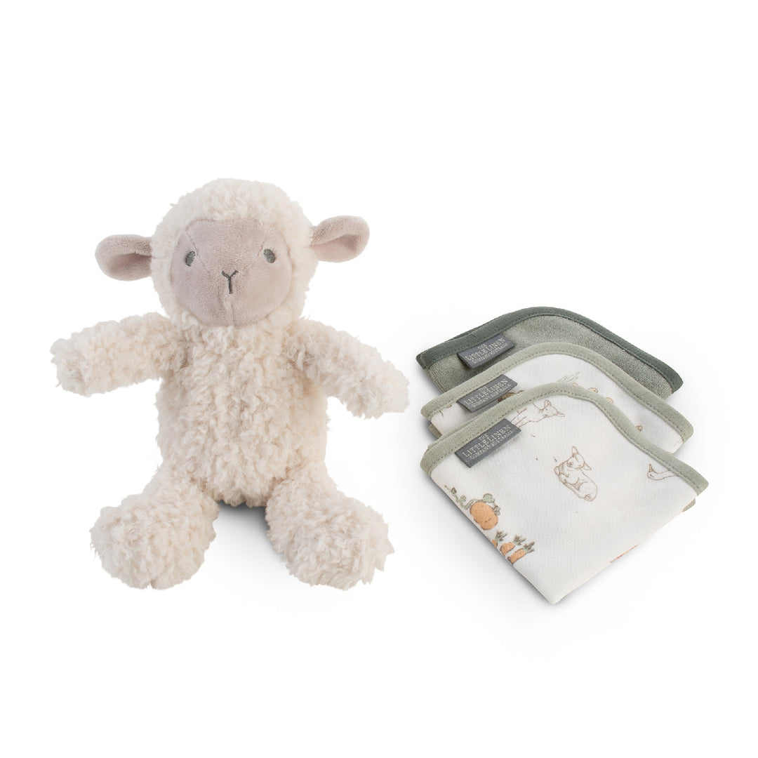 Little Linen Plush Toy & Washer Farmyard Lamb from Little Linen NZ stock babycity