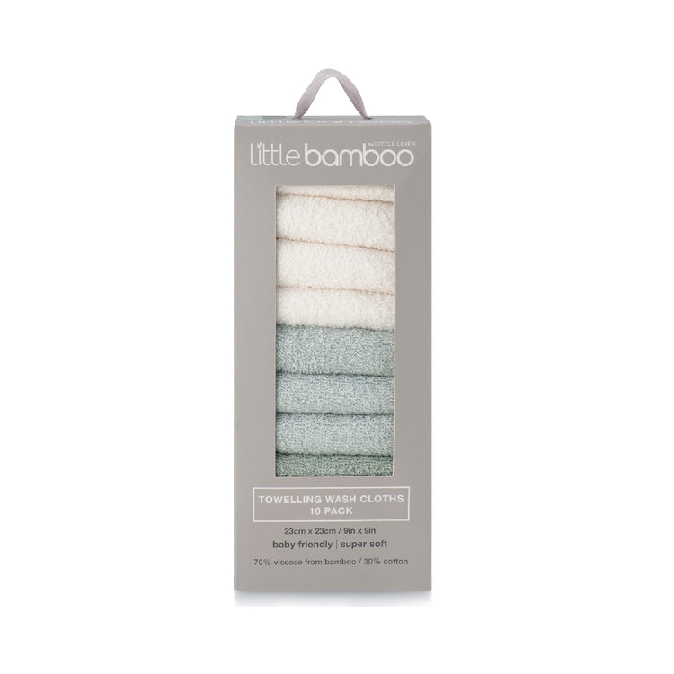 Little Bamboo Towelling Washer 10 Pack – ultra-soft bamboo towelling washcloths for babies, premium NZ stock, babycity