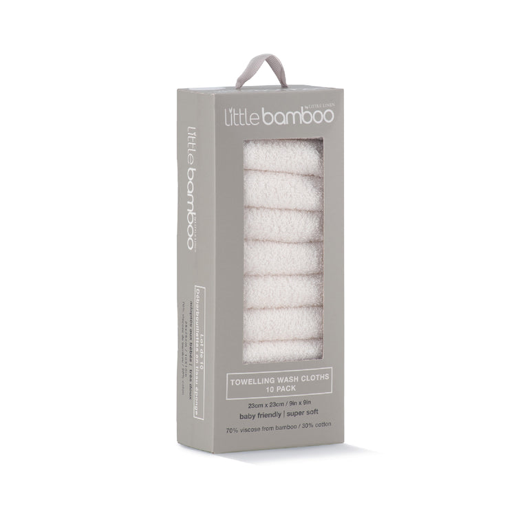 Little Bamboo Towelling Washer 10 Pack – ultra-soft bamboo towelling washcloths for babies, premium NZ stock, babycity