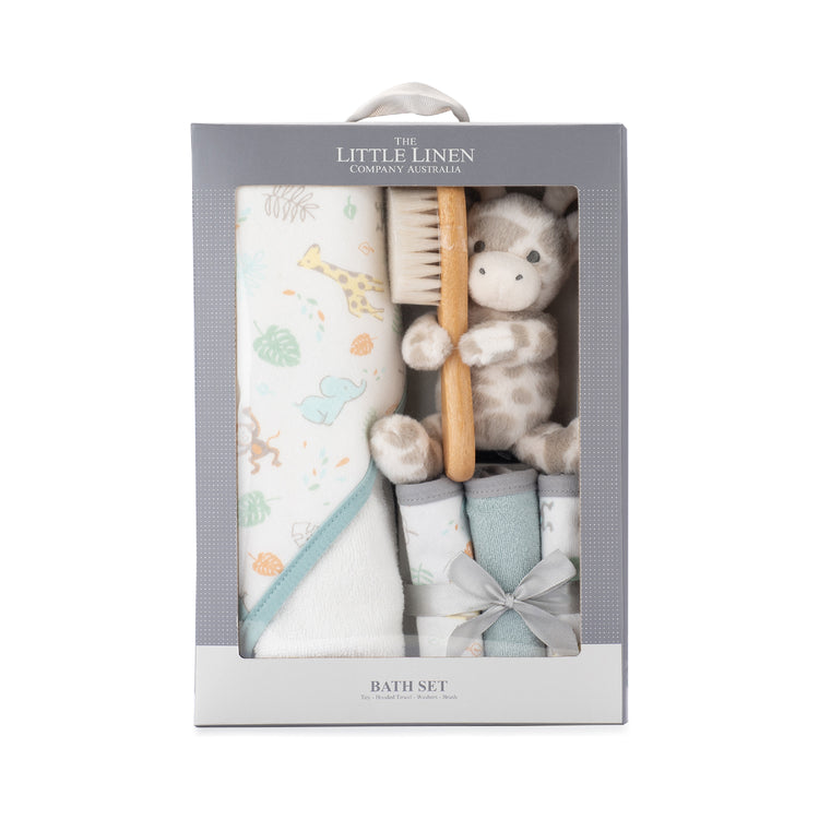 Little Linen Bath Gift Set Savanna Giraffe from Little Linen NZ stock babycity