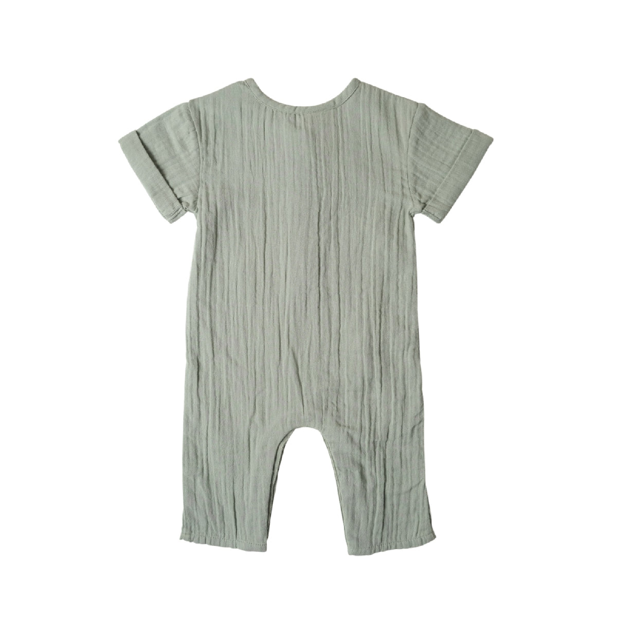 Green baby romper on a white background