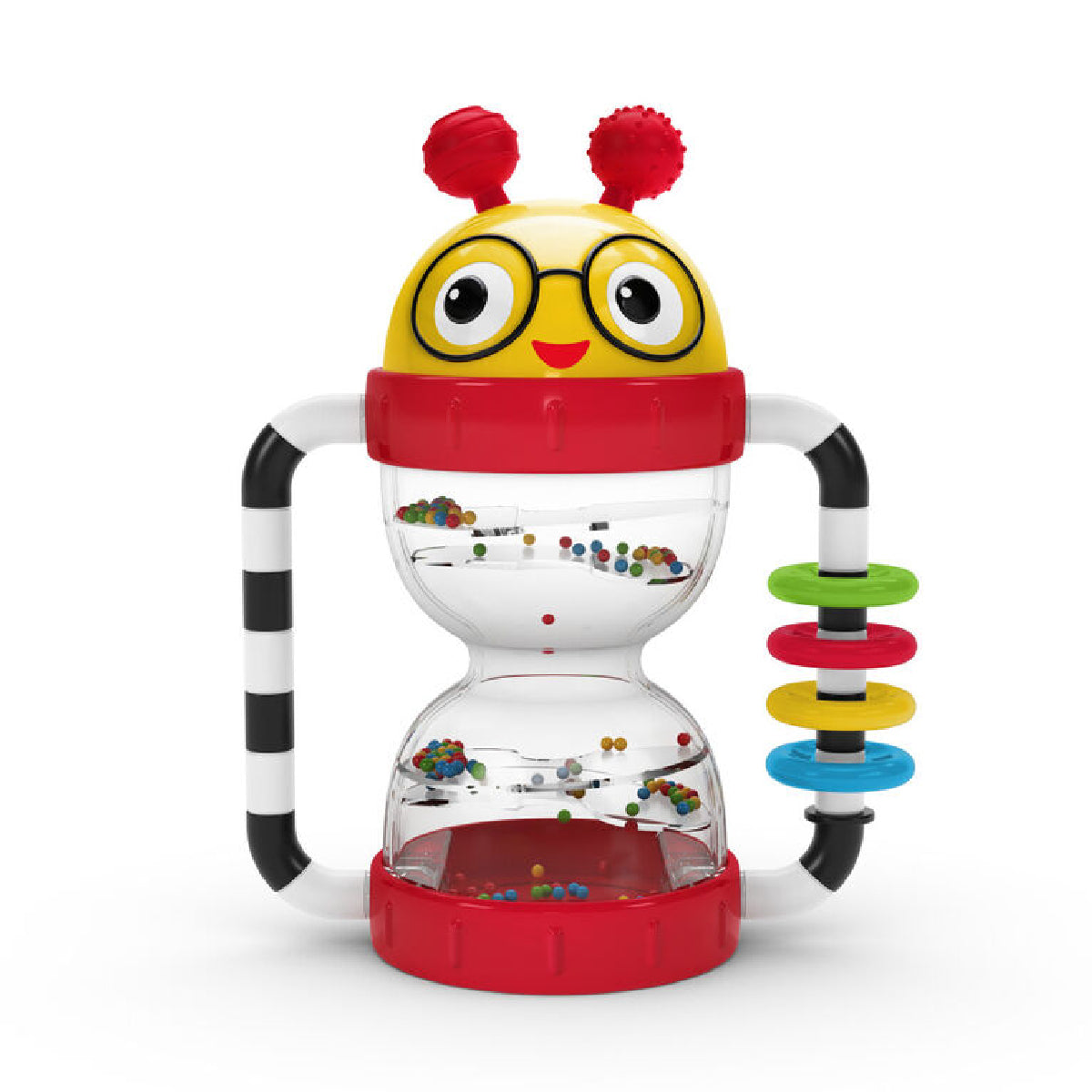 Colorful toy with a character design on a white background