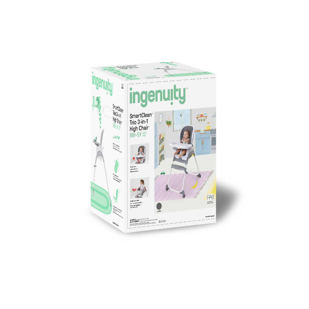 Ingenuity high chair packaging on a white background