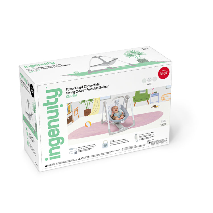 Box of Ingenuity Power-Adapt Convertible Swing on a white background