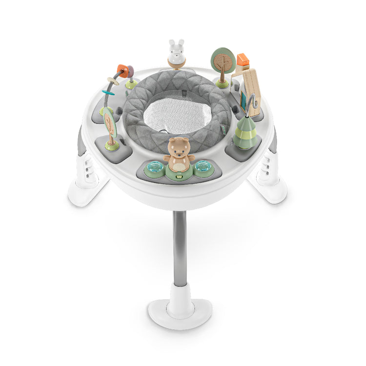 Baby activity center with toys on a white background