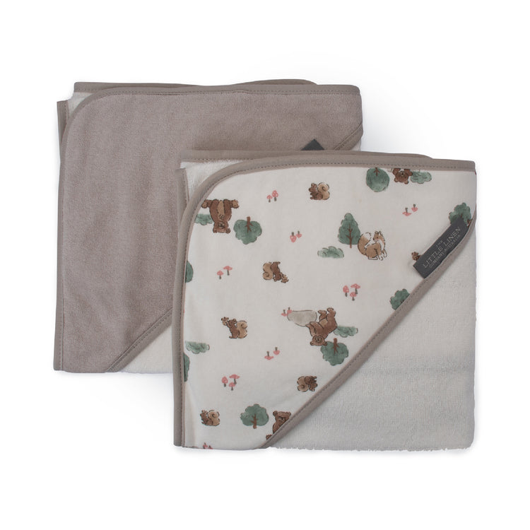 Little Linen Hooded Towel 2pk Willow Bear from Little Linen NZ stock babycity