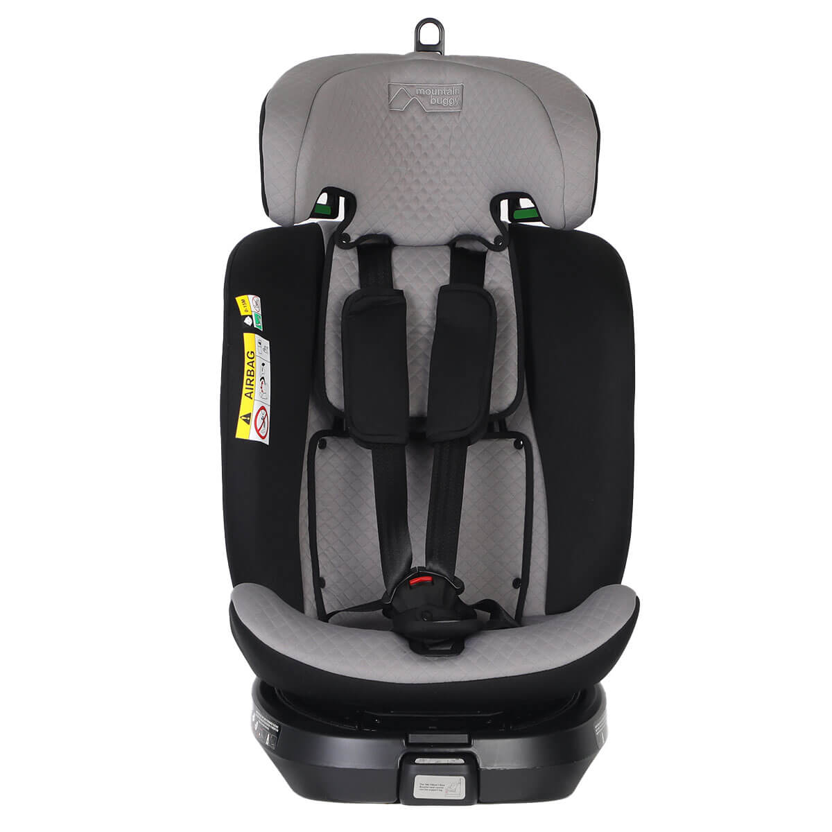 Mountain Buggy safe rotate i-size rotating car seat front view with harness