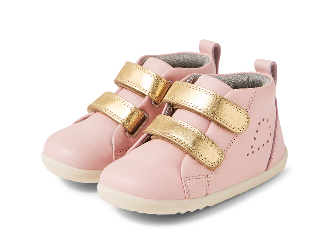 Bobux Kids+ Grass Court High‑BQ – flexible leather high-top toddler shoes with supportive sole, ideal for early walkers shown side on diagonal view