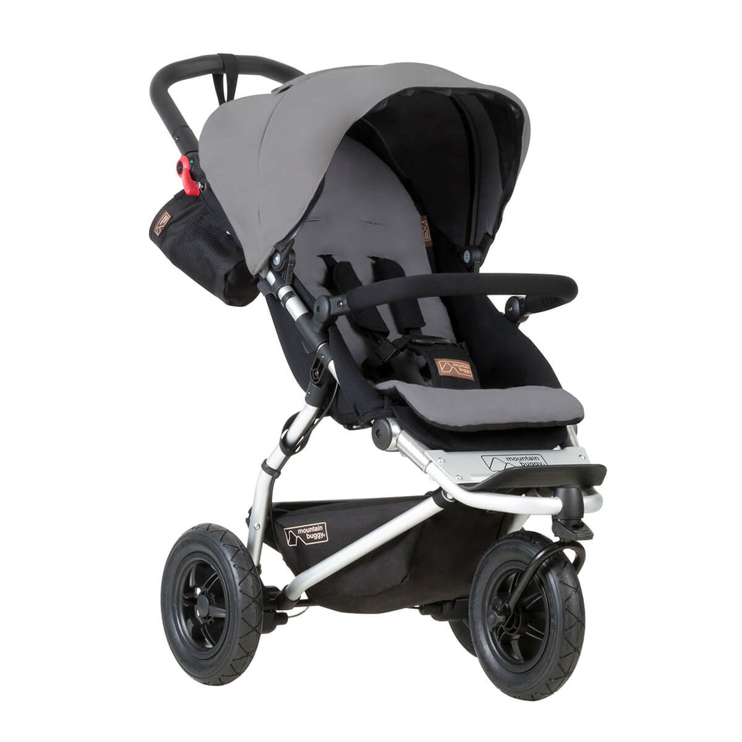 Mountain Buggy swift stroller three quarter view_silver